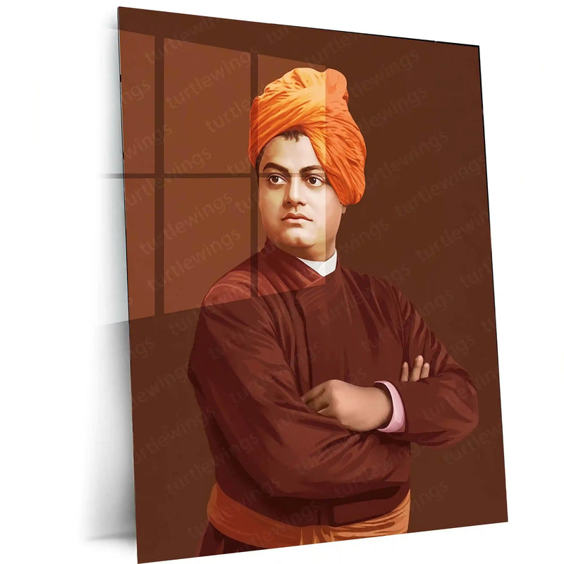 Spiritual Metal Poster | Swami Vivekananda | Strength, Vision & Fearless Spirit Wall Art - TURTLEWINGS 