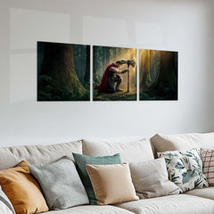 Superhero Metal Poster Set of 3 | Thor | Forest Warrior with Stormbreaker Triptych Wall Art – product image 2