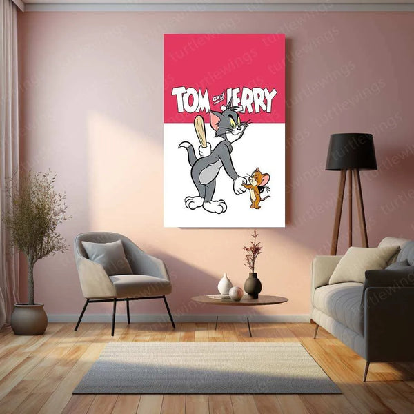 Tom & Jerry Metal Poster – Classic Cartoon Wall Art | Nostalgic Animation Decor - TURTLEWINGS 