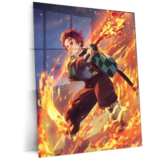 Tanjiro Kamado from Demon Slayer – Intense Battle-Ready Metal Frame 01 - TURTLEWINGS 