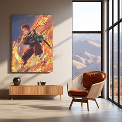 Tanjiro Kamado from Demon Slayer – Intense Battle-Ready Metal Frame 01 - TURTLEWINGS 
