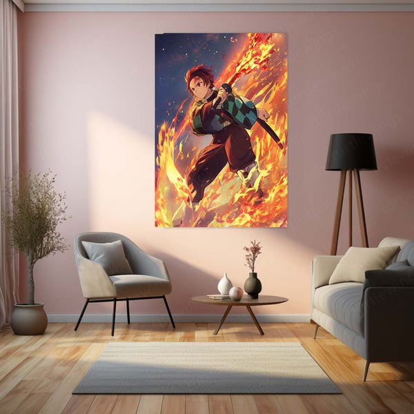 Tanjiro Kamado from Demon Slayer – Intense Battle-Ready Metal Frame 01 - TURTLEWINGS 