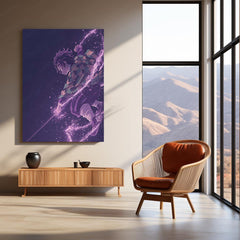 Tanjiro Kamado with Purple Blade – Demon Slayer Metal Frame | Anime Action Poster | Bold Wall Art for Otaku Rooms