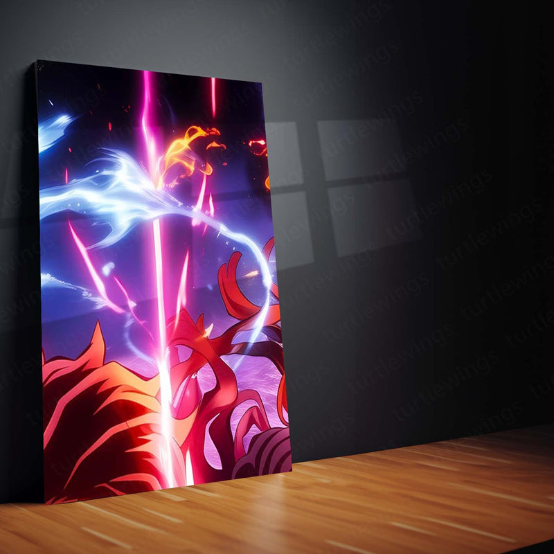 Anime Metal Poster Set of 9 | Tanjiro & Nezuko | Demon Slayer Sibling Duo Wall Art | Kimetsu no Yaiba Anime 9 Panel Metal Print