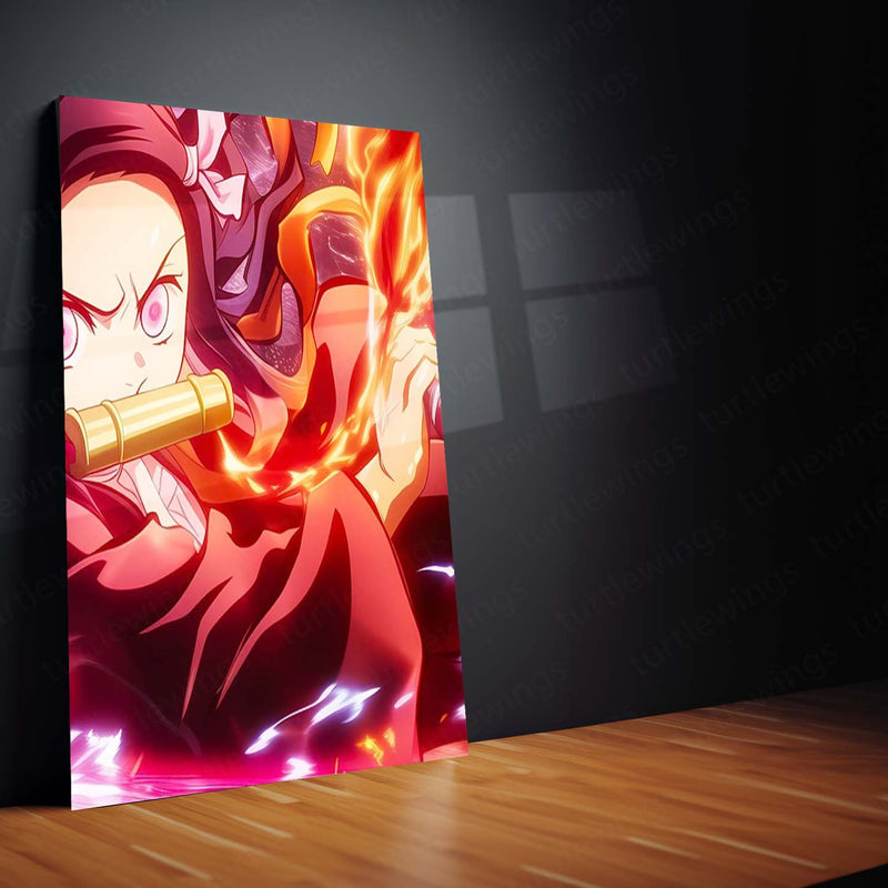Anime Metal Poster Set of 9 | Tanjiro & Nezuko | Demon Slayer Sibling Duo Wall Art | Kimetsu no Yaiba Anime 9 Panel Metal Print