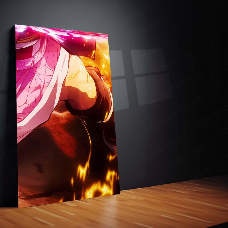 Anime Metal Poster Set of 9 | Tanjiro & Nezuko | Demon Slayer Sibling Duo Wall Art | Kimetsu no Yaiba Anime 9 Panel Metal Print