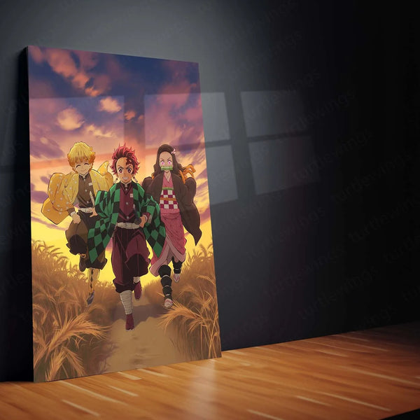 Anime Metal Poster | Tanjiro & Zenitsu Metal Poster – Demon Slayer Anime Wall Art