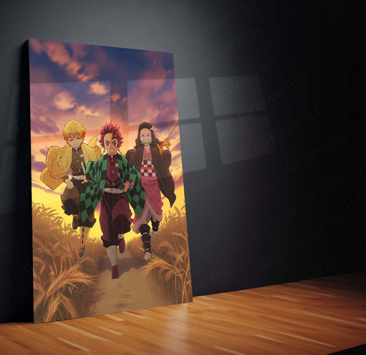 Anime Metal Poster | Tanjiro & Zenitsu Metal Poster – Demon Slayer Anime Wall Art