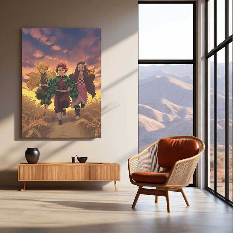 Anime Metal Poster | Tanjiro & Zenitsu Metal Poster – Demon Slayer Anime Wall Art