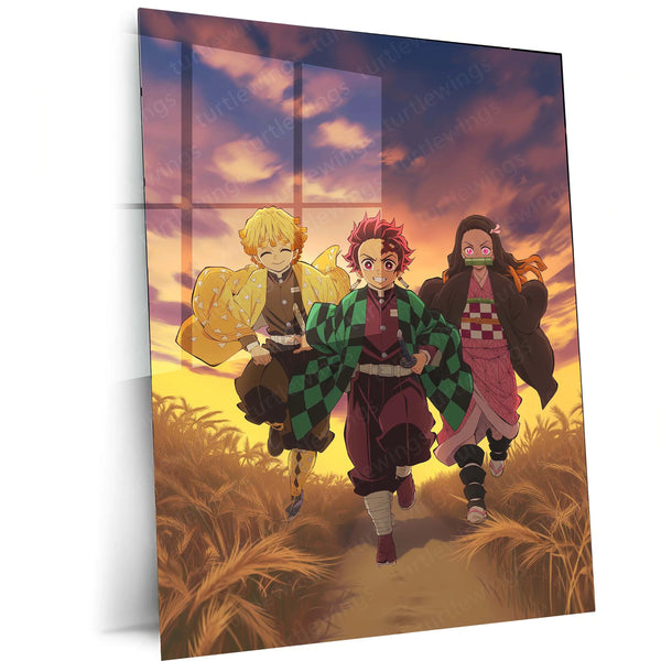 Anime Metal Poster | Tanjiro & Zenitsu Metal Poster – Demon Slayer Anime Wall Art
