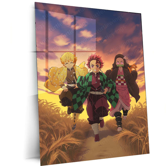 Anime Metal Poster | Tanjiro & Zenitsu Metal Poster – Demon Slayer Anime Wall Art