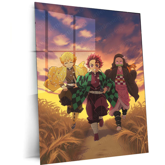 Anime Metal Poster | Tanjiro & Zenitsu Metal Poster – Demon Slayer Anime Wall Art