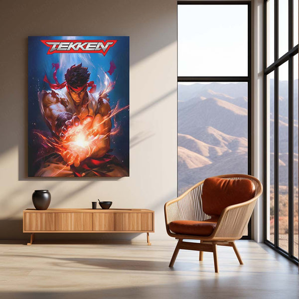 Game Metal poster | Tekken x Ryu – Power Unleashed Metal Frame 01