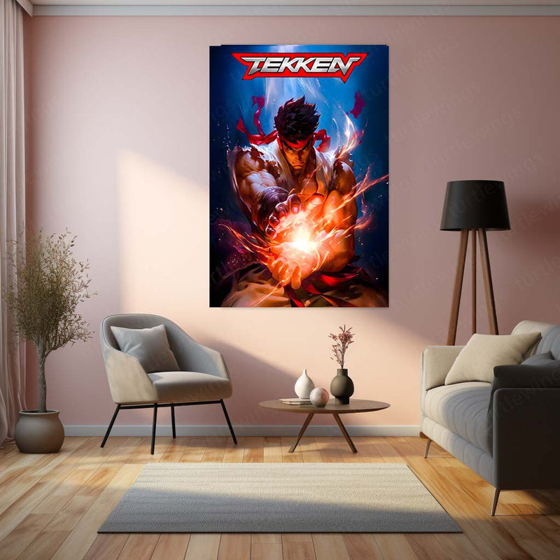 Game Metal poster | Tekken x Ryu – Power Unleashed Metal Frame 01