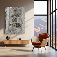 Text Engraved on Stone Wall Metal Poster | Ancient Stone Quote Art