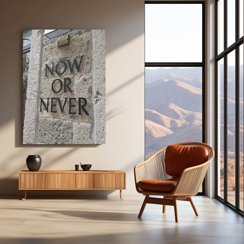 Text Engraved on Stone Wall Metal Poster | Ancient Stone Quote Art