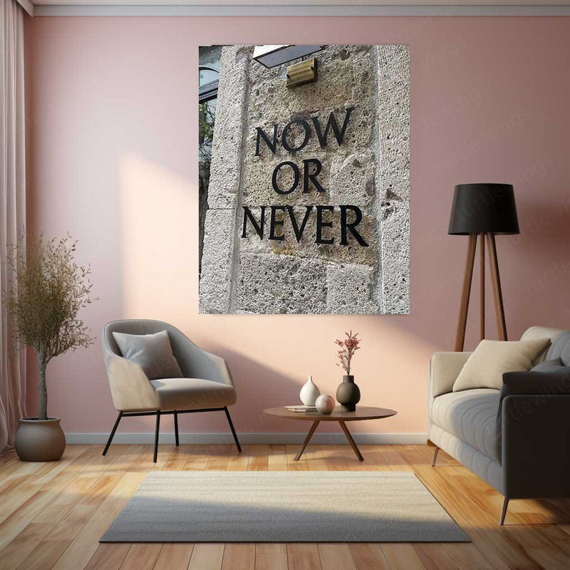 Text Engraved on Stone Wall Metal Poster | Ancient Stone Quote Art