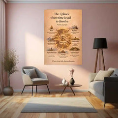 Spiritual Metal Poster |The 7 Places Where Time Is Said to Dissolve | Sacred Geography Wall Art | Spiritual Knowledge Metal Frame - TURTLEWINGS 