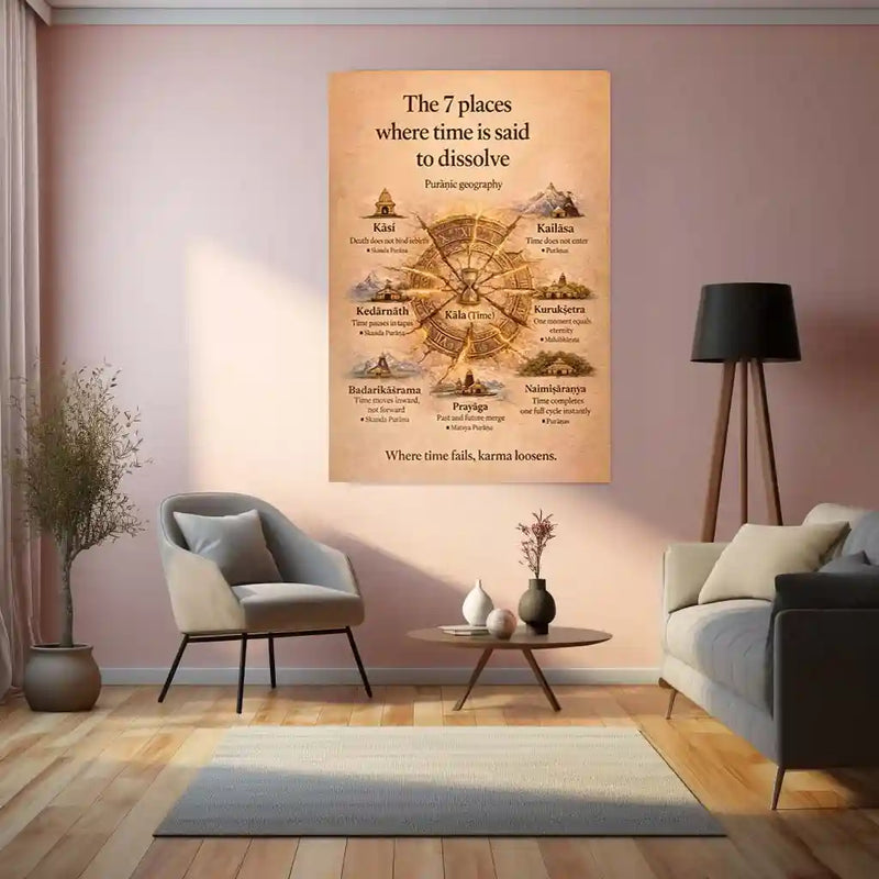 Spiritual Metal Poster |The 7 Places Where Time Is Said to Dissolve | Sacred Geography Wall Art | Spiritual Knowledge Metal Frame - TURTLEWINGS 