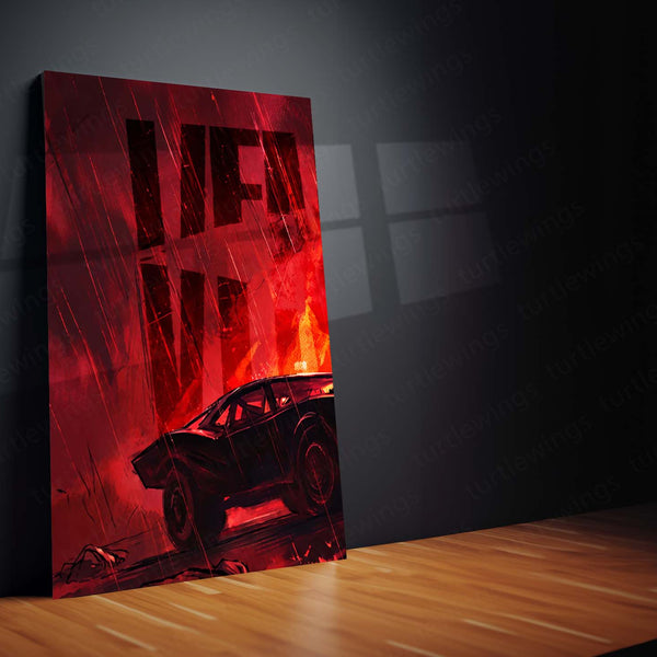 Marvel Metal Poster Set of 3 | Batman | Armored Batman & Batmobile Fire Scene Triptych Wall Art