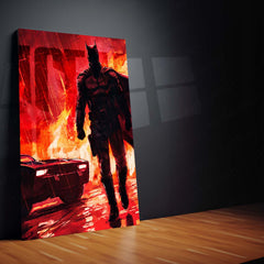 Marvel Metal Poster Set of 3 | Batman | Armored Batman & Batmobile Fire Scene Triptych Wall Art