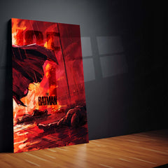 Marvel Metal Poster Set of 3 | Batman | Armored Batman & Batmobile Fire Scene Triptych Wall Art