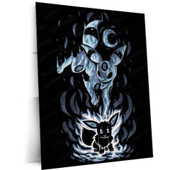 Anime Metal Poster | Pokemon The Dark Evolution Within | Shadow Awakening Metal Frame Inner Power & Transformation Anime Wall Art