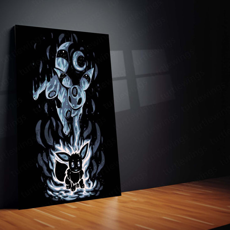 Anime Metal Poster | Pokemon The Dark Evolution Within | Shadow Awakening Metal Frame Inner Power & Transformation Anime Wall Art