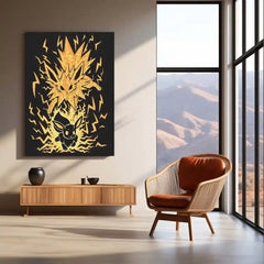 Anime Metal Poster | Pokemon The Electric Evolution Within | Thunder Awakening Metal Frame Inner Energy & Power Transformation Anime Wall Art - TURTLEWINGS 