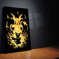 Anime Metal Poster | The Electric Mouse Within | Pokemon Evolution Energy Metal Frame | Inner Power, Lightning & Awakening Wall Art - TURTLEWINGS 