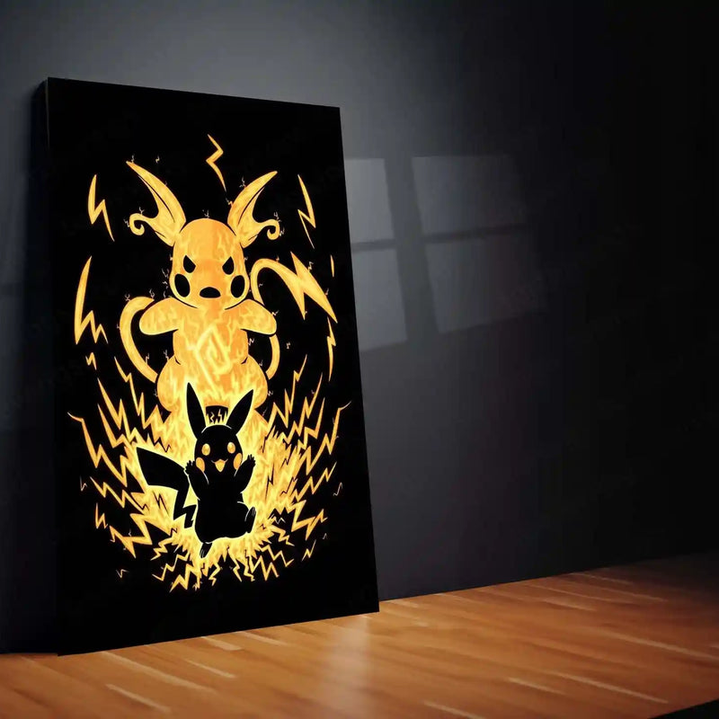 Anime Metal Poster | The Electric Mouse Within | Pokemon Evolution Energy Metal Frame | Inner Power, Lightning & Awakening Wall Art - TURTLEWINGS 