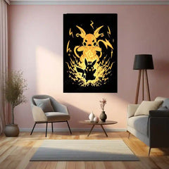 Anime Metal Poster | The Electric Mouse Within | Pokemon Evolution Energy Metal Frame | Inner Power, Lightning & Awakening Wall Art - TURTLEWINGS 