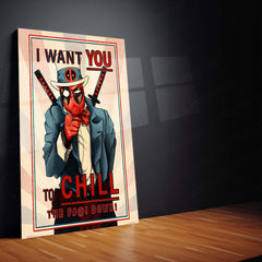 The Fall Down Deadpool – Chill Out Parody Art | Comic-Inspired Metal Frame Poster
