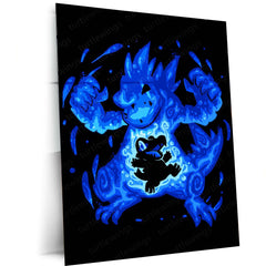 Anime Metal Poster | The Ferocious Water Within | Pokemon-Inspired Evolution Metal Frame Inner Power, Flow & Aquatic Awakening Wall Art