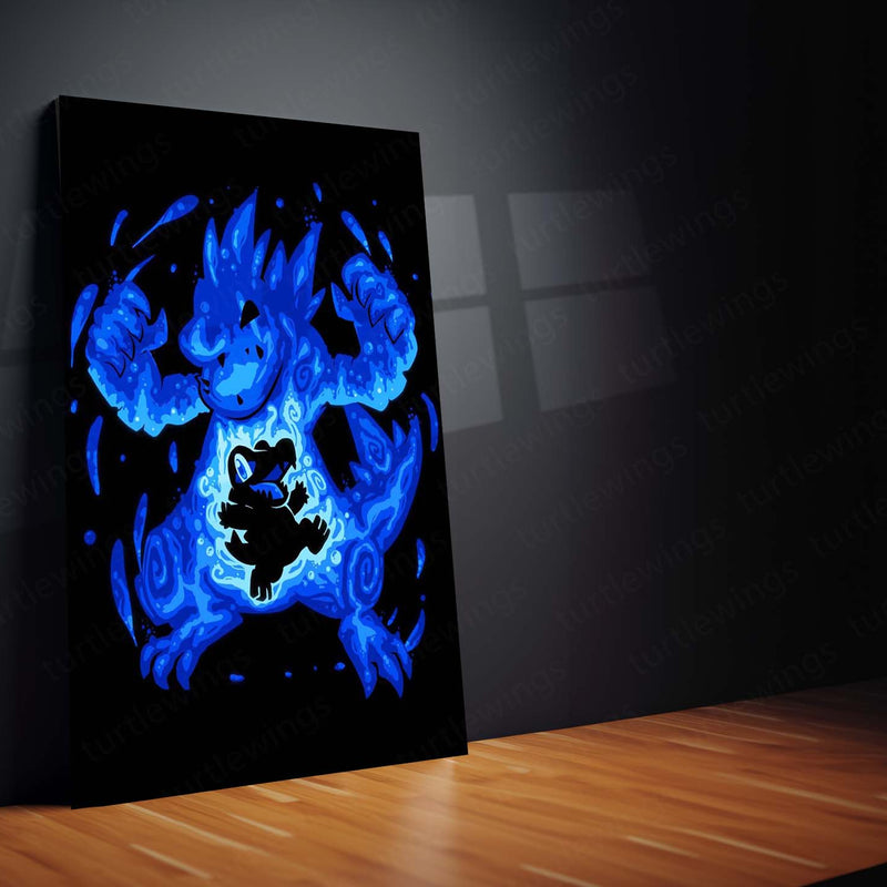 Anime Metal Poster | The Ferocious Water Within | Pokemon-Inspired Evolution Metal Frame Inner Power, Flow & Aquatic Awakening Wall Art