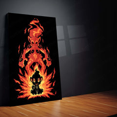 Anime Metal Poster | The Fire Ape Stance Within | Pokemon Evolution Flame Metal Frame Inner Power, Discipline & Blazing Awakening Wall Art