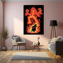 Anime Metal Poster | The Fire Bird Within | Pokemon Ascension Metal Frame Rebirth, Flame & Legendary Awakening Wall Art
