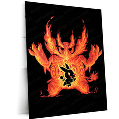 Anime Metal Poster | The Fire Boar Within | Pokemon Flame Evolution Metal Frame Inner Rage, Power & Unstoppable Will Wall Art