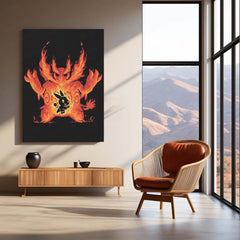 Anime Metal Poster | The Fire Boar Within | Pokemon Flame Evolution Metal Frame Inner Rage, Power & Unstoppable Will Wall Art