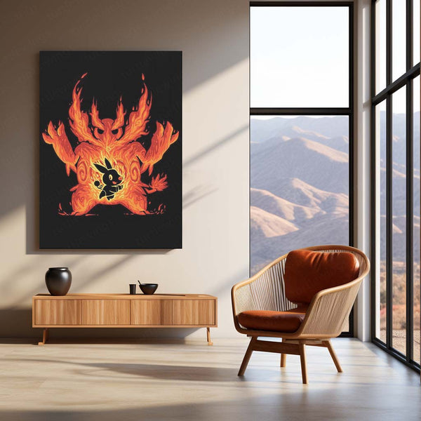 Anime Metal Poster | The Fire Boar Within | Pokemon Flame Evolution Metal Frame Inner Rage, Power & Unstoppable Will Wall Art