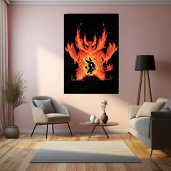 Anime Metal Poster | The Fire Boar Within | Pokemon Flame Evolution Metal Frame Inner Rage, Power & Unstoppable Will Wall Art