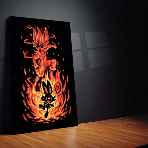 Anime Metal Poster | The Fire Bunny Within | Pokemon Blaze Evolution Metal Frame  Speed, Passion & Unstoppable Rise Wall Art
