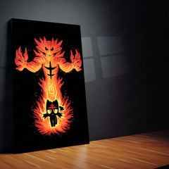 Anime Metal Poster | The Fire Cat Within | Pokemon Flame Awakening Metal Frame Inner Power, Blaze & Evolution Wall Art