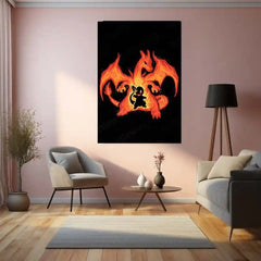 Anime Metal Poster | The Fire Dragon Within | Pokemon Evolution Flame Metal Frame Inner Power, Blaze & Ascension Wall Art - TURTLEWINGS 