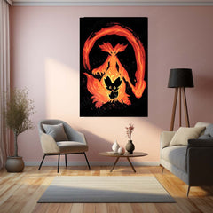 Anime Metal Poster | The Fire Mage Within | Pokemon Evolution Flame Metal Frame Inner Mastery, Arcane Fire & Awakening Wall Art