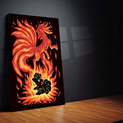 Anime Metal Poster | The Flame-Tailed Fox Within | Pokemon Evolution Spirit Metal Frame  Inner Fire, Mystic Flames & Awakening Wall Art