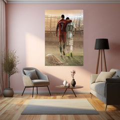 The GOATs Metal Poster | Ronaldo & Messi Legendary Football Wall Art  Football Legends Tribute Metal Frame | Greatest Rivalry in Sports History