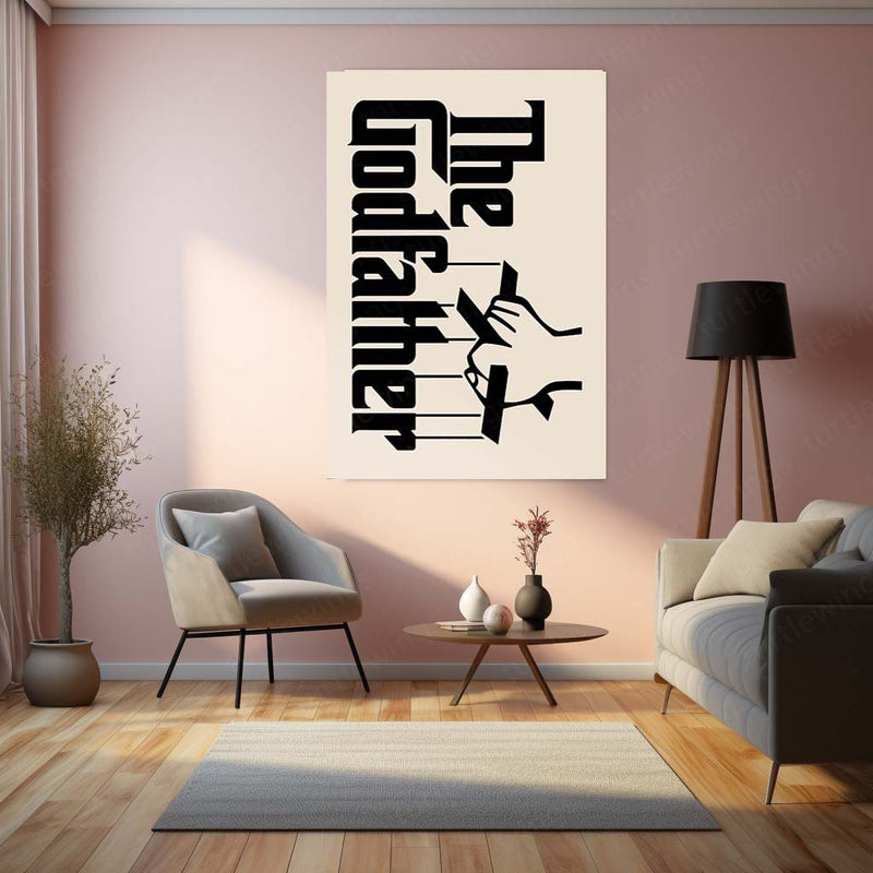 Movies & Series Metal Poster | The Godfather – Minimalist Movie Poster (Black Iconic Design) Metal Poster | Classic Film Wall Frame