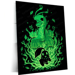Anime Metal Poster | The Grass Flower Within | Pokemon Nature Evolution Metal Frame Growth, Renewal & Inner Bloom Wall Art