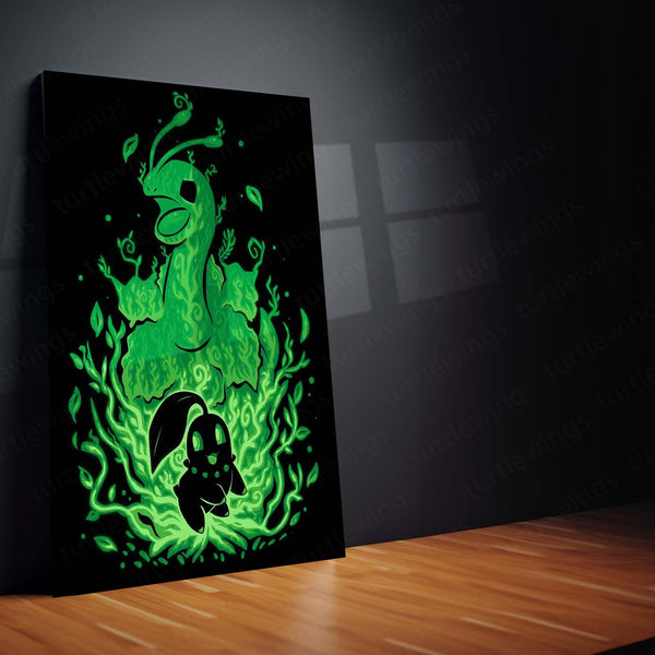 Anime Metal Poster | The Grass Flower Within | Pokemon Nature Evolution Metal Frame Growth, Renewal & Inner Bloom Wall Art